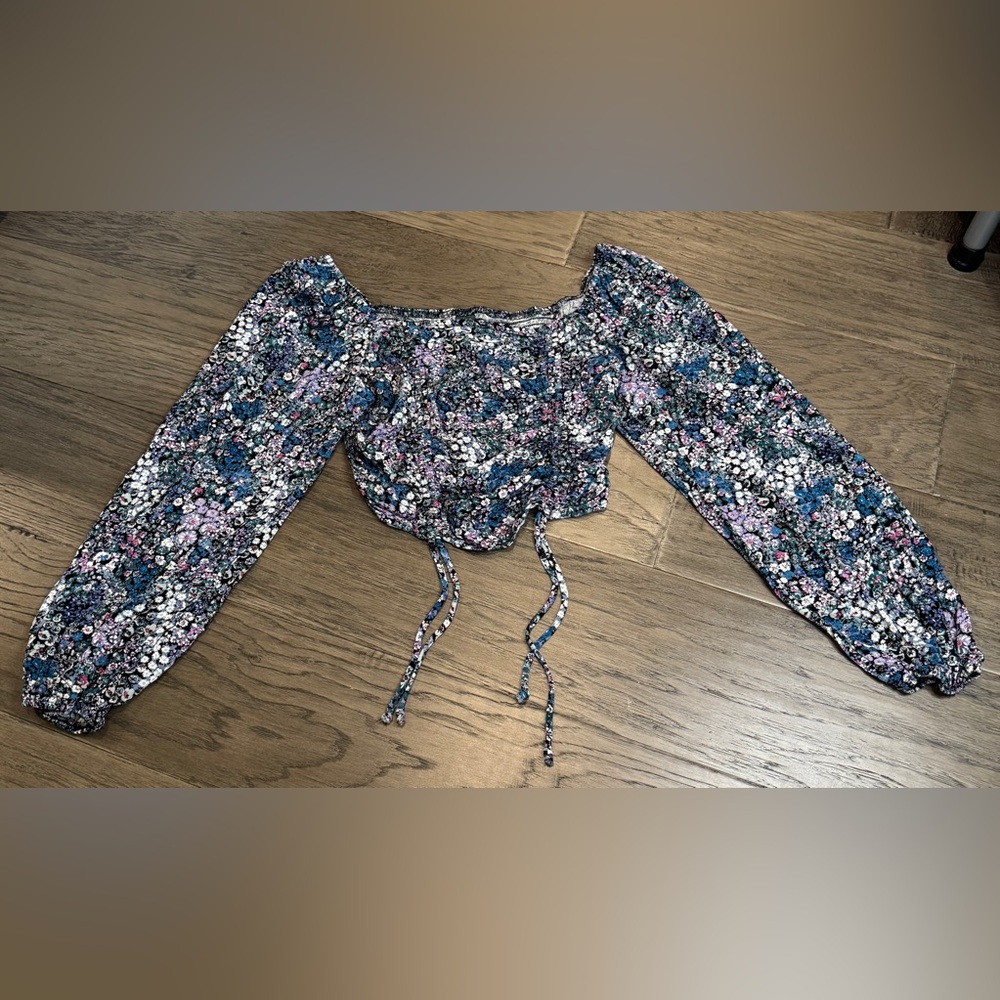 Wild Fable Floral Print Smocked Crop Top Women’s‎ Size S